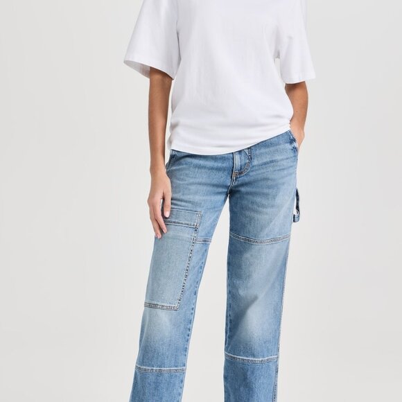 ASKK NY Carpenter Jeans Womens Size 26 Highrise Straight Leg Blue Cargo Pants - Picture 15 of 16